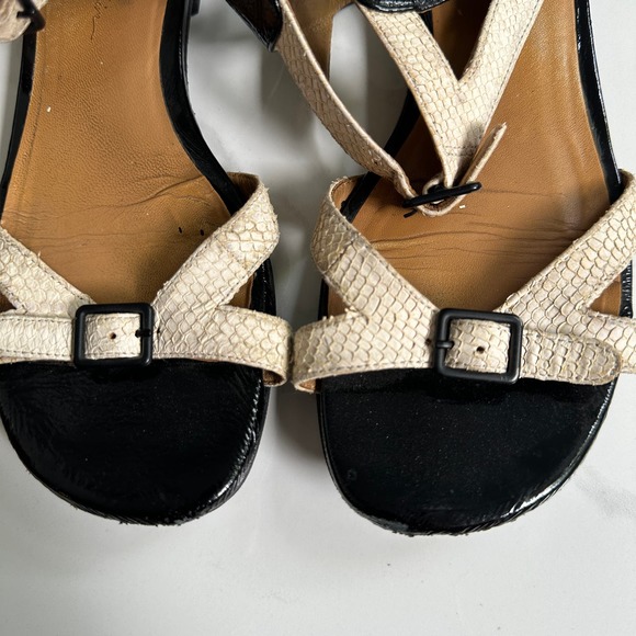 3.1 PHILLIP LIM Snake Skin Print Leather Buckle Ankle Strap Sandals Size 37 - Picture 2 of 6